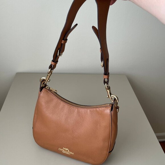 COACH Jes Hobo Shoulder Bag Saddle Brown Pebbled Leather Rare Y2k F76695 - Picture 1 of 16